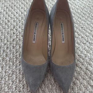 Manolo Blahnik Charcoal Suede Heels